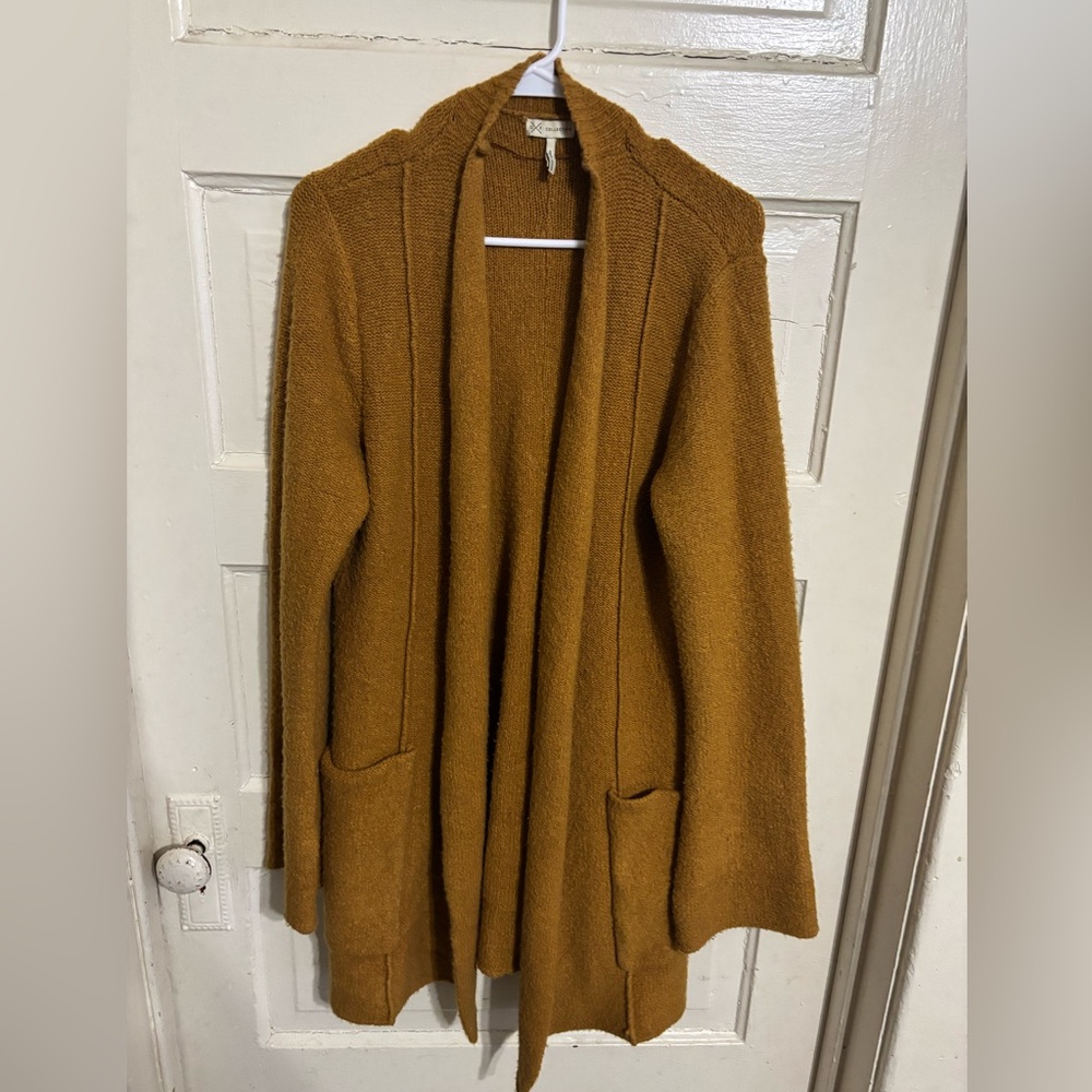 Cozy Mustard Open-Front Sweater duster by GF Collection size medium